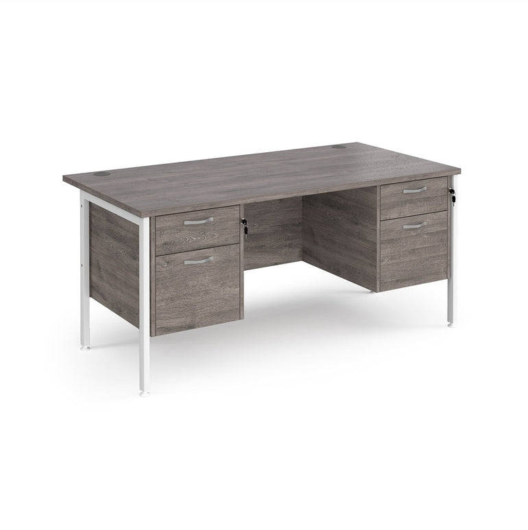 Maestro 25 H-Frame leg straight desk 800 deep with two x 2 drawer pedestals - Office Products Online