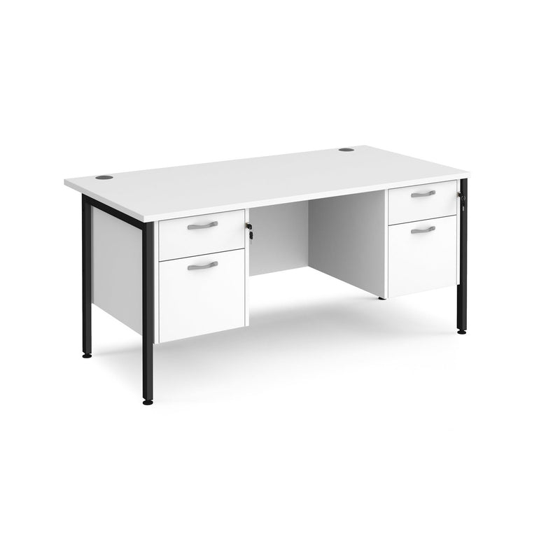 Maestro 25 H-Frame leg straight desk 800 deep with two x 2 drawer pedestals - Office Products Online