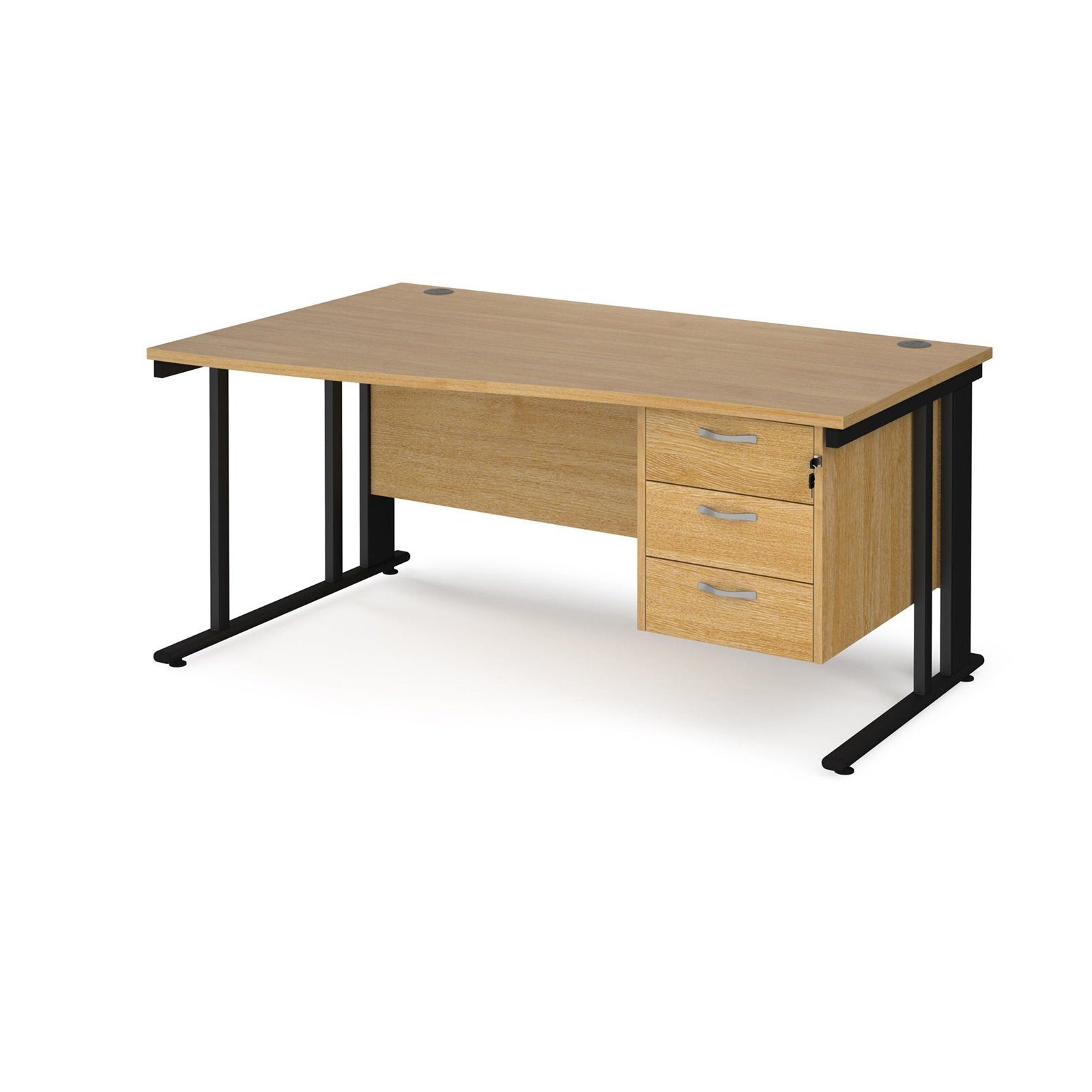 Maestro 25 cable managed left hand wave desk with 3 drawer pedestal - Office Products Online