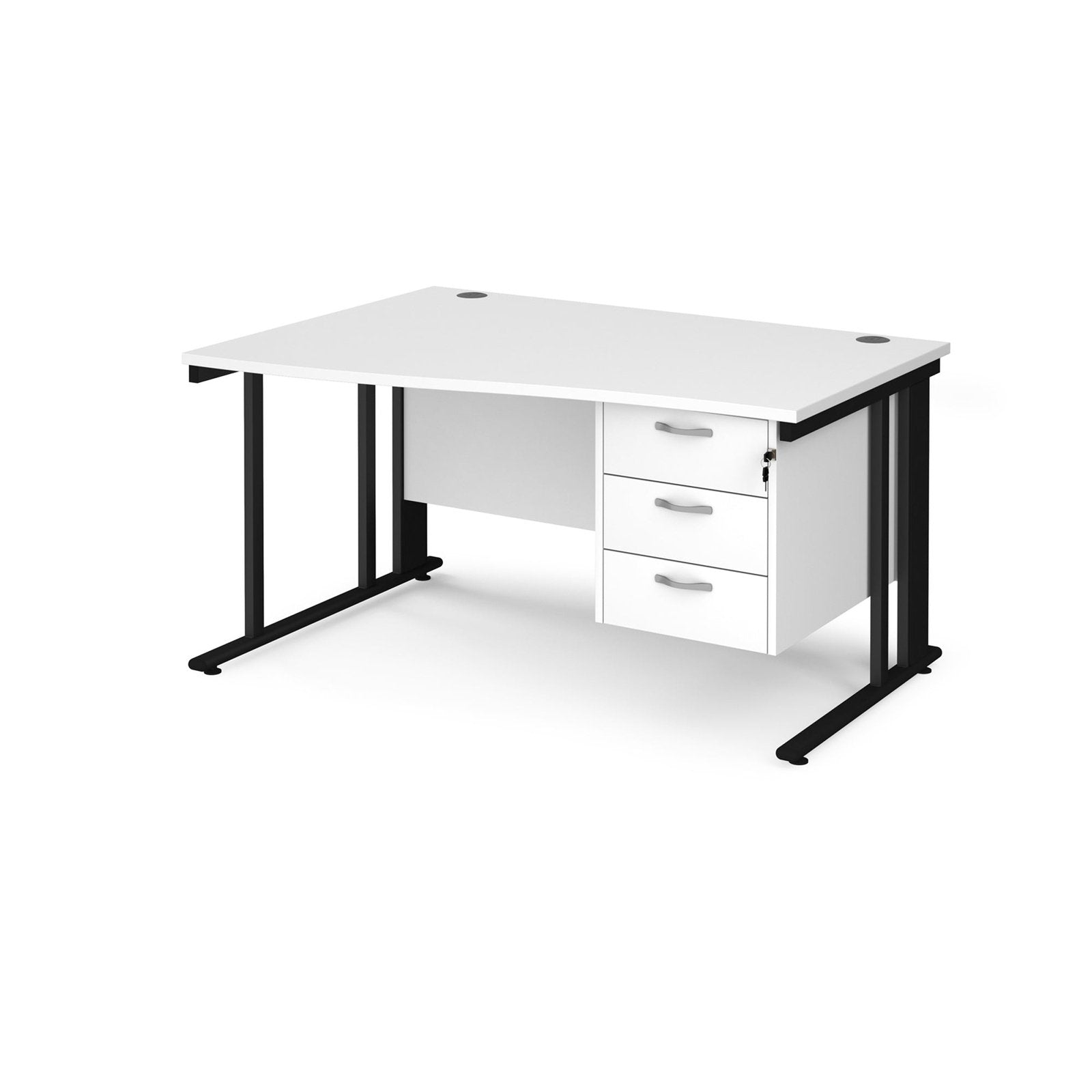 Maestro 25 cable managed left hand wave desk with 3 drawer pedestal - Office Products Online
