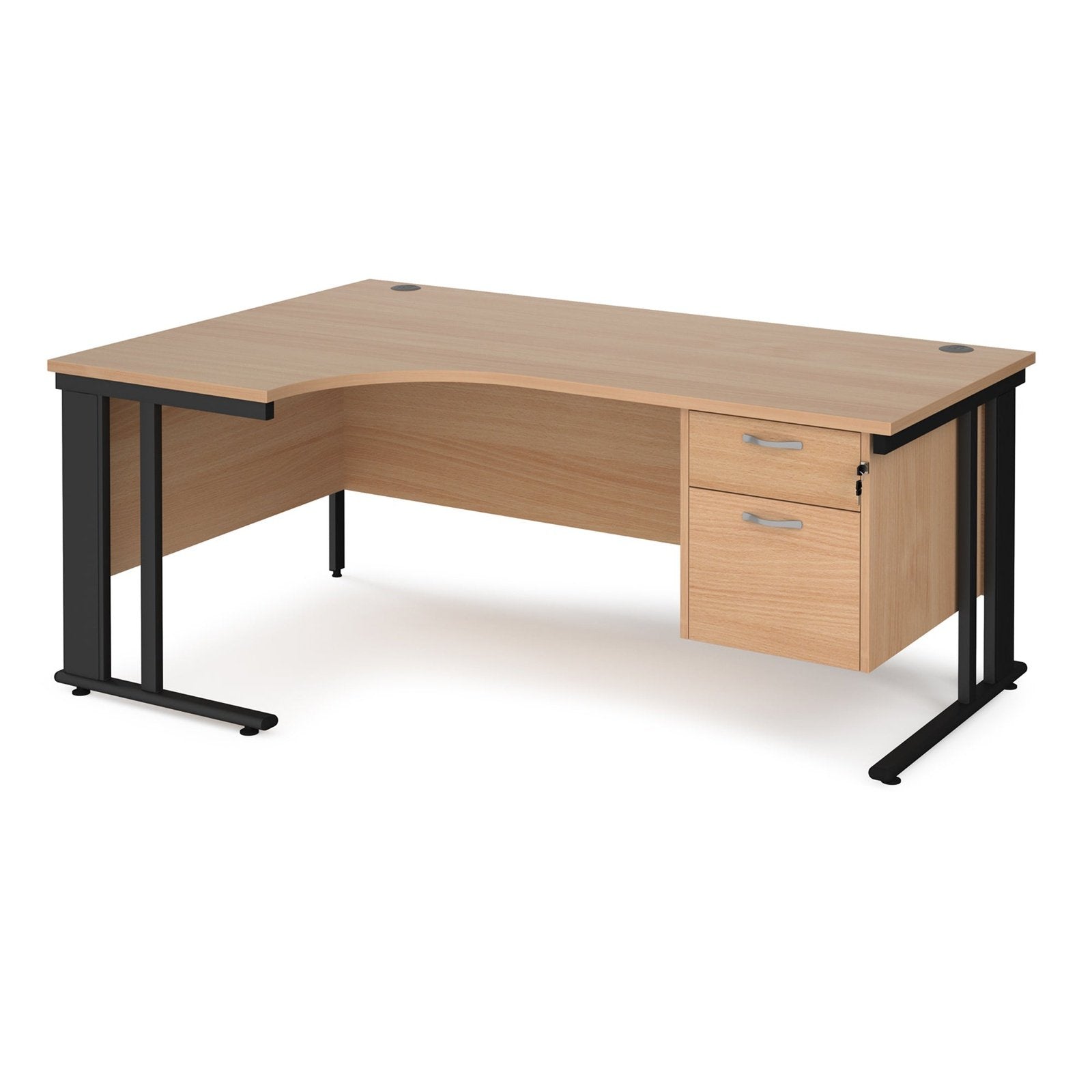 Maestro 25 cable managed leg left hand ergonomic desk with 2 drawer pedestal - Office Products Online