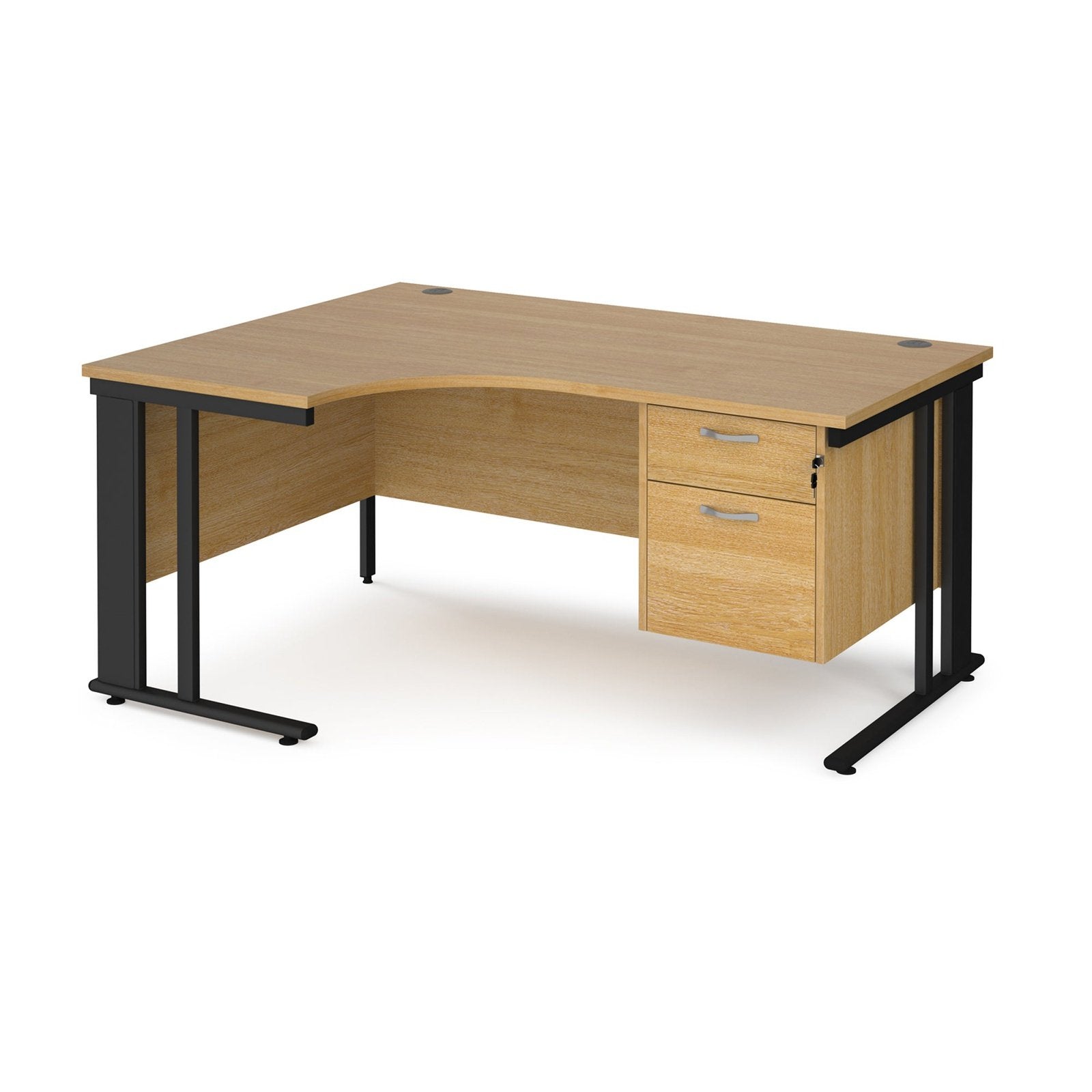 Maestro 25 cable managed leg left hand ergonomic desk with 2 drawer pedestal - Office Products Online