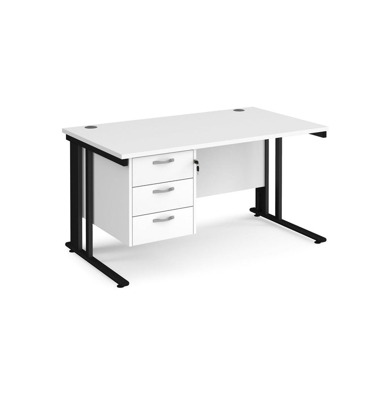 Maestro 25 cable managed leg straight desk 800 deep with 3 drawer pedestal - Office Products Online
