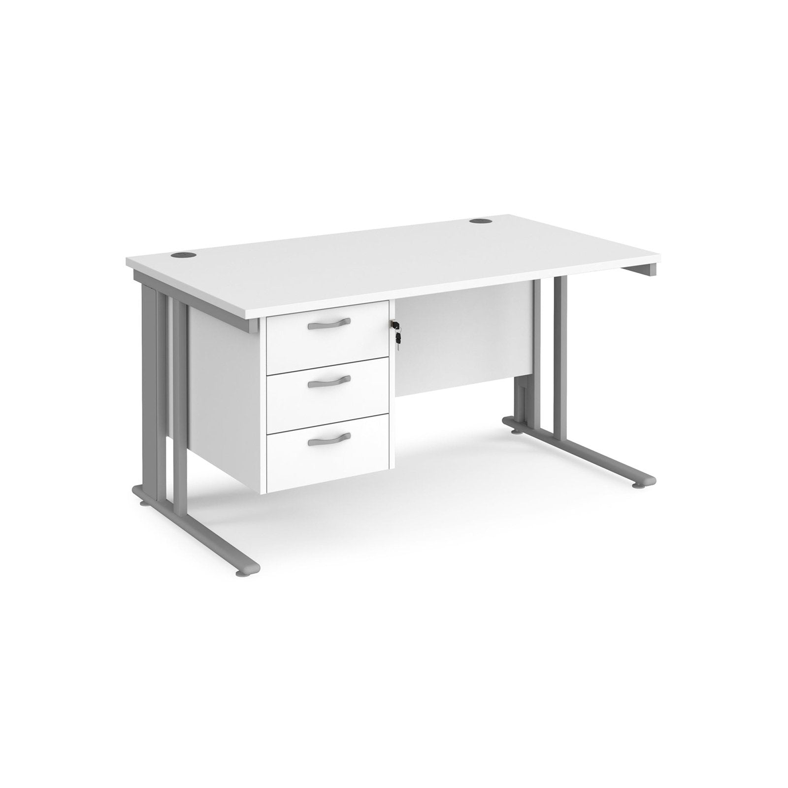 Maestro 25 cable managed leg straight desk 800 deep with 3 drawer pedestal - Office Products Online