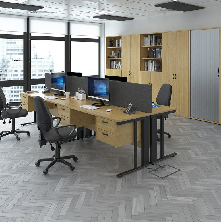 Maestro 25 cable managed leg straight desk 800 deep with 3 drawer pedestal - Office Products Online