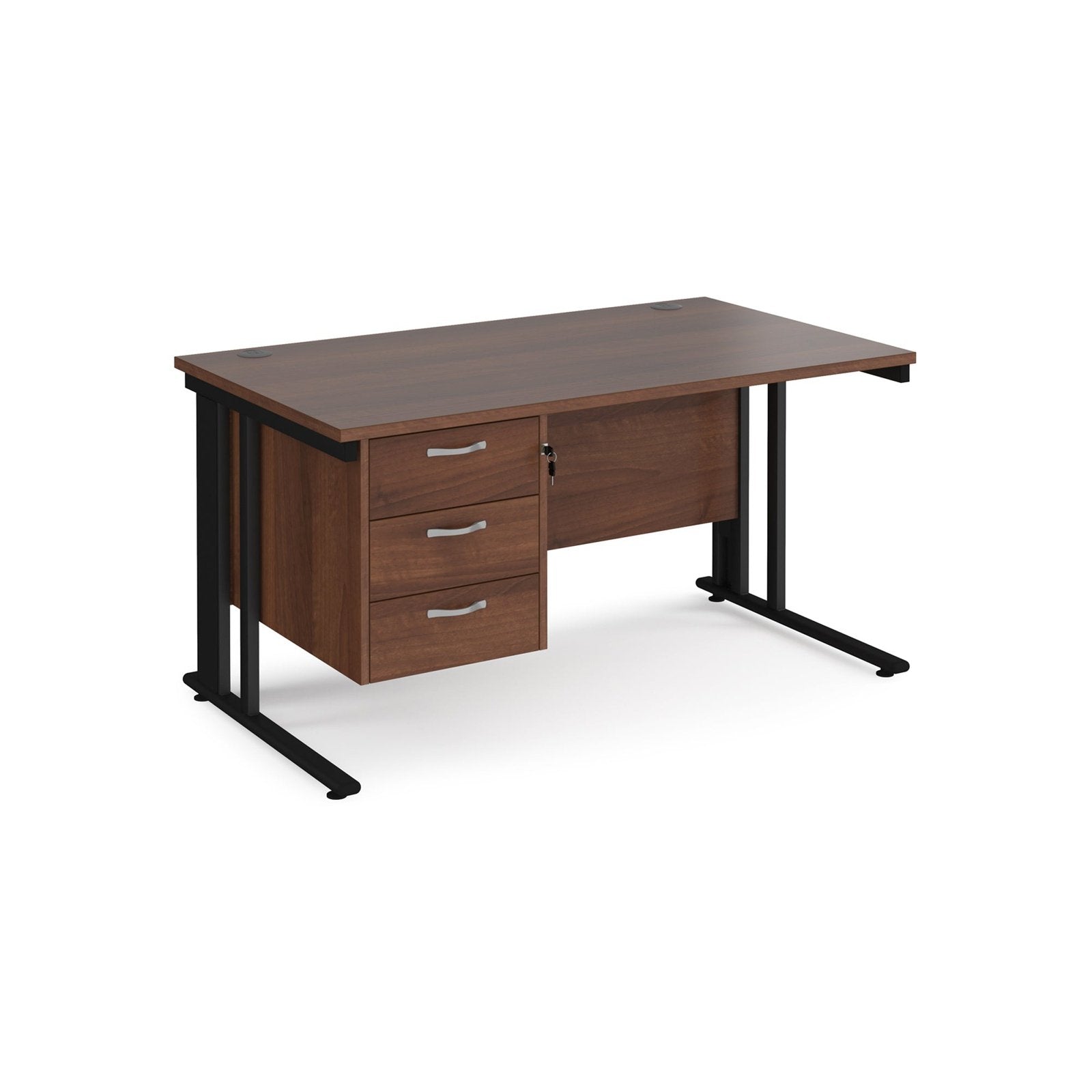 Maestro 25 cable managed leg straight desk 800 deep with 3 drawer pedestal - Office Products Online