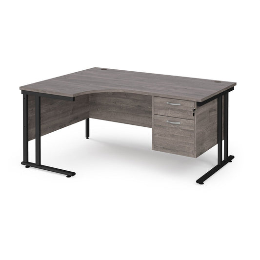 Maestro 25 cantilever leg left hand ergonomic desk with 2 drawer pedestal - Office Products Online