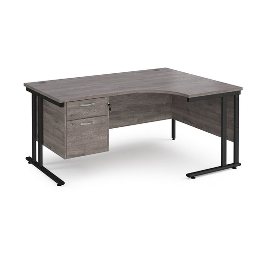 Maestro 25 cantilever leg right hand ergonomic desk with 2 drawer pedestal - Office Products Online
