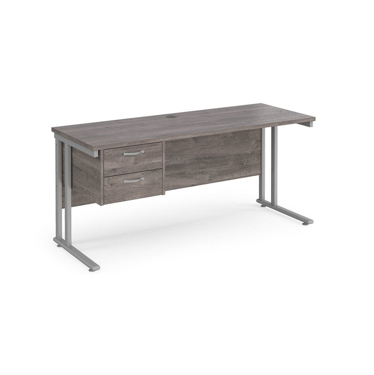 Maestro 25 cantilever leg straight desk 600 deep with 2 drawer pedestal - Office Products Online