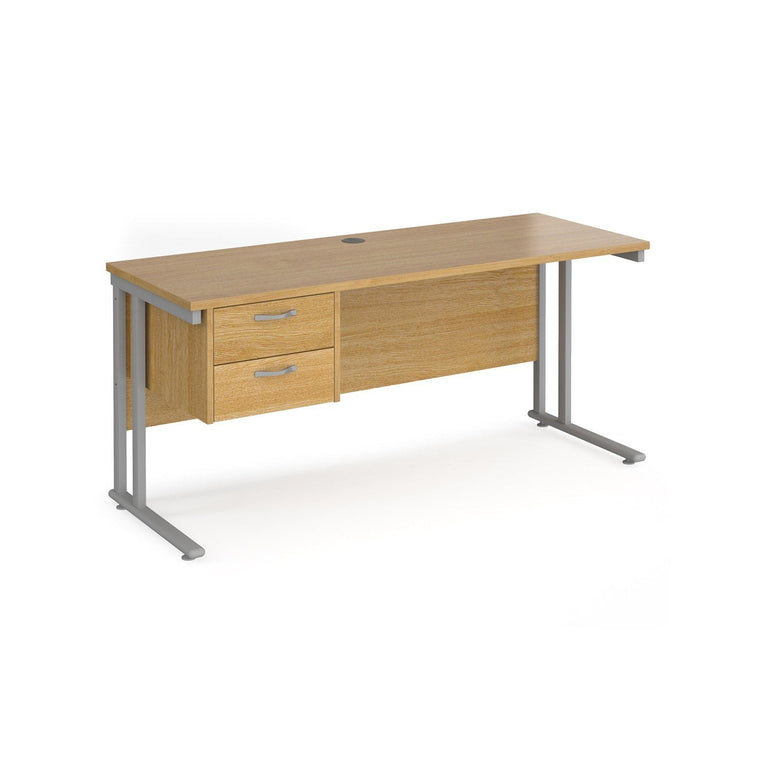 Maestro 25 cantilever leg straight desk 600 deep with 2 drawer pedestal - Office Products Online