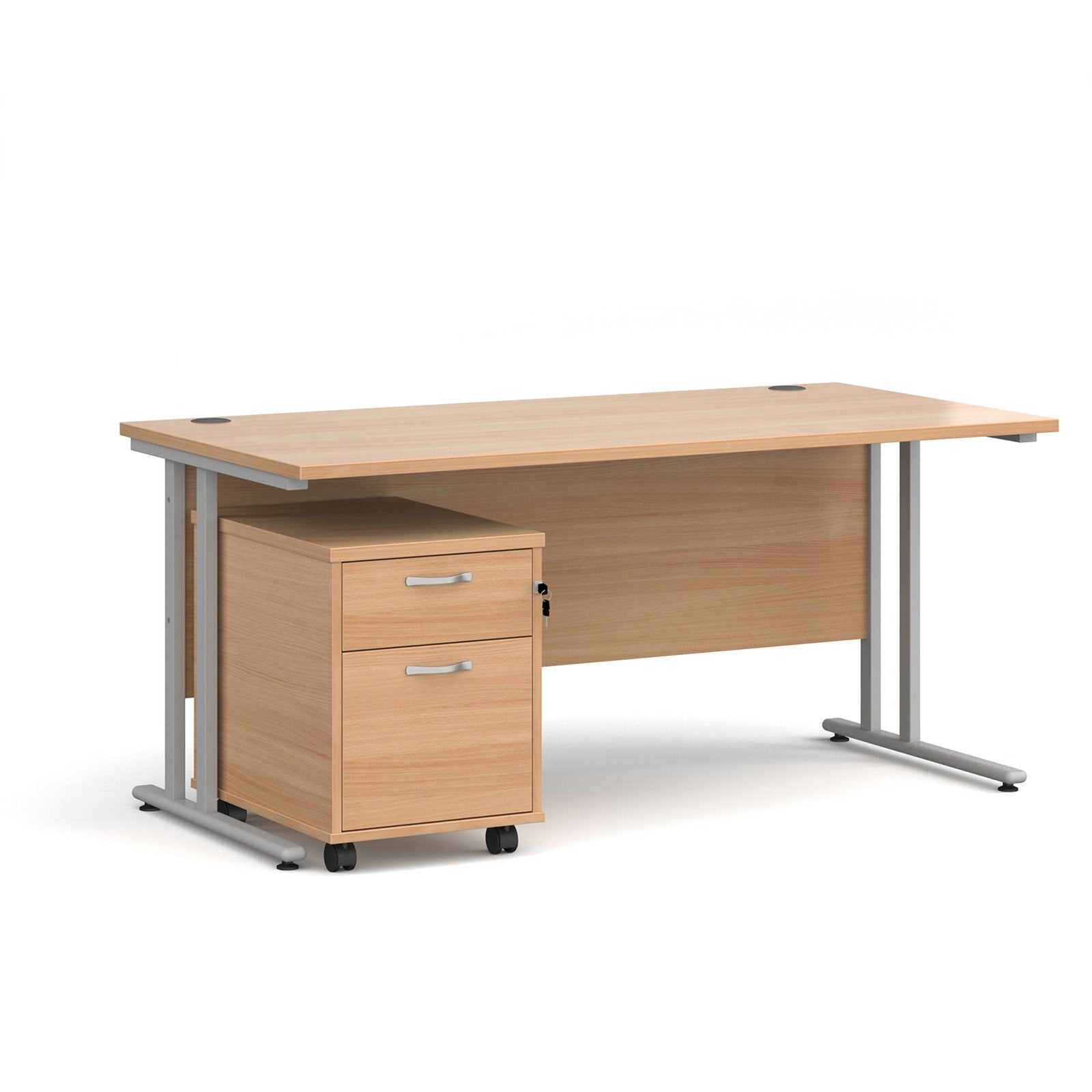 Maestro 25 cantilever leg straight desk 800 deep with 2 drawer mobile pedestal - Office Products Online