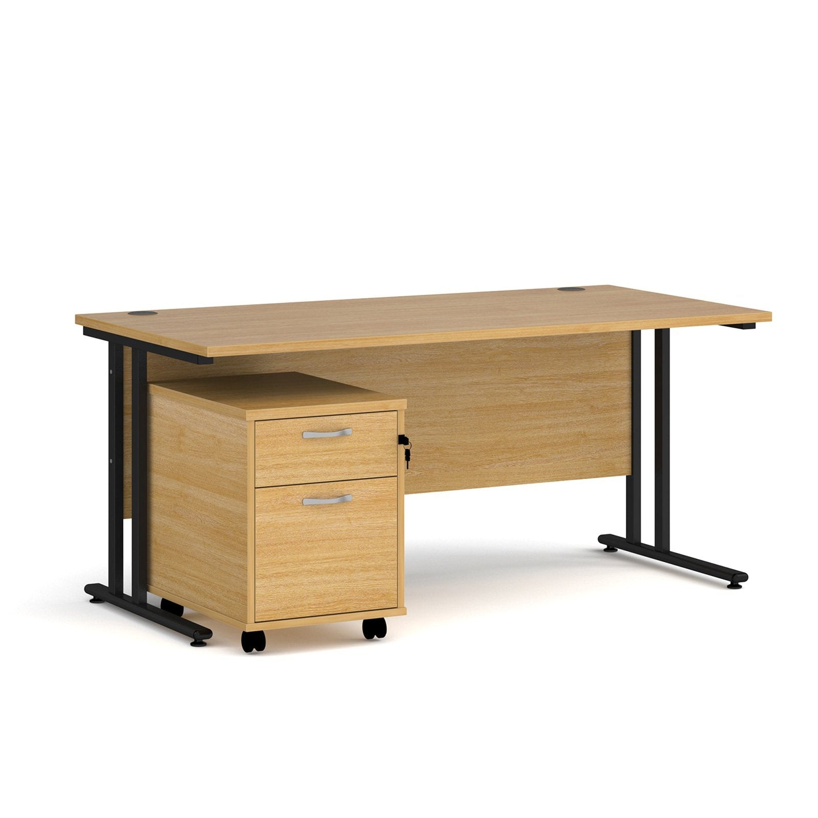 Maestro 25 cantilever leg straight desk 800 deep with 2 drawer mobile pedestal - Office Products Online