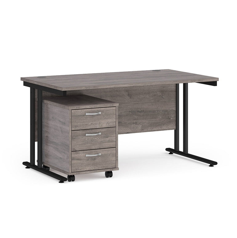 Maestro 25 cantilever leg straight desk 800 deep with 3 drawer mobile pedestal - Office Products Online