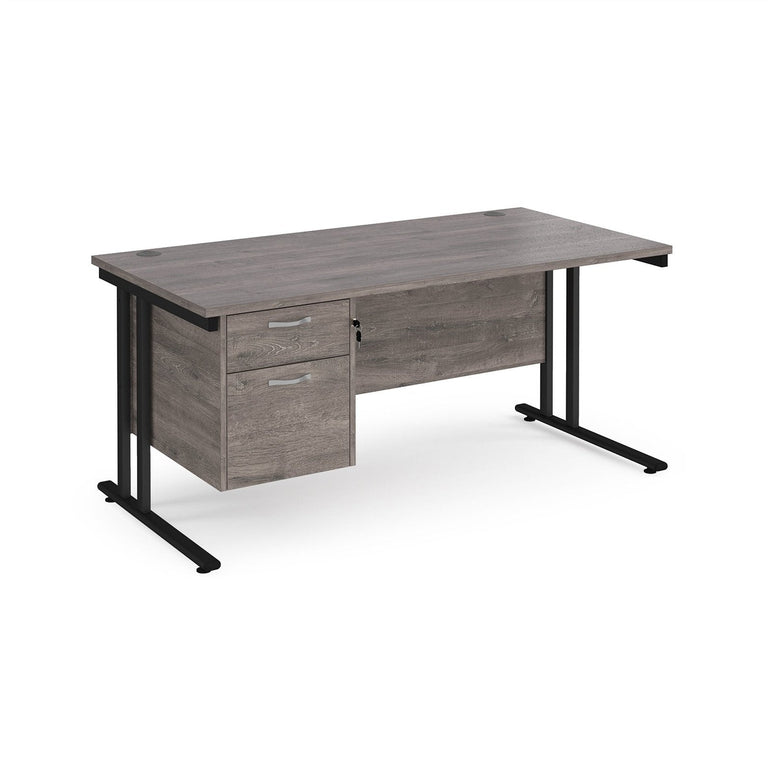 Maestro 25 cantilever leg straight desk with 2 drawer pedestal - Office Products Online