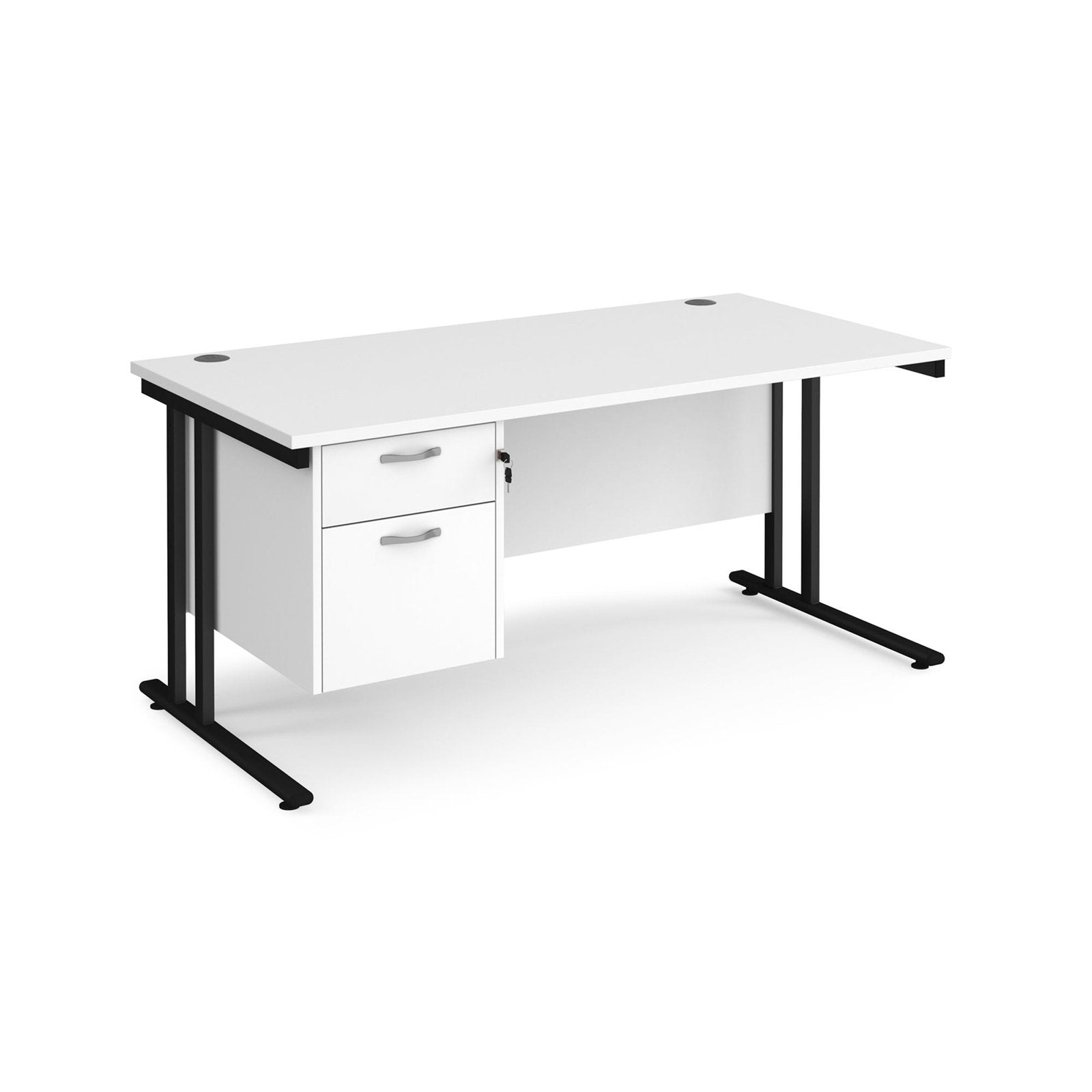 Maestro 25 cantilever leg straight desk with 2 drawer pedestal - Office Products Online