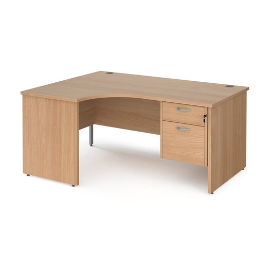 Maestro 25 panel leg left hand ergonomic desk with 2 drawer pedestal - Office Products Online