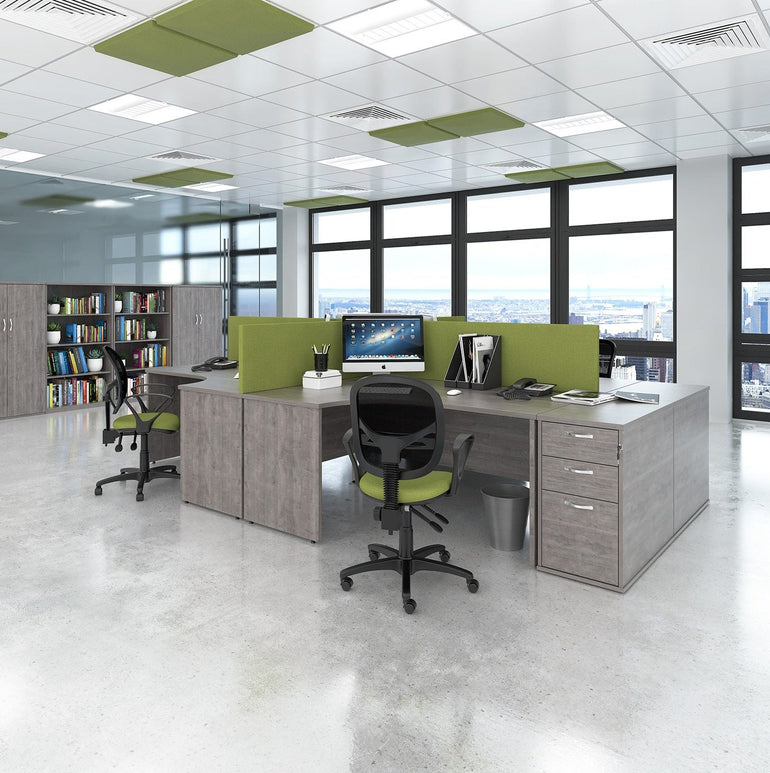 Maestro 25 panel leg left hand wave desk with 2 drawer pedestal - Office Products Online