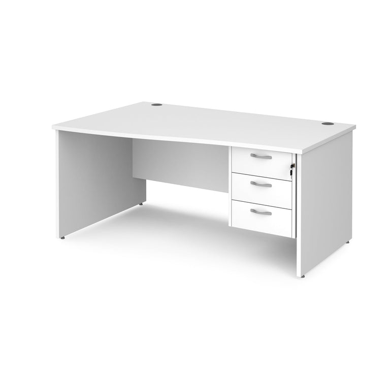 Maestro 25 panel leg left hand wave desk with 3 drawer pedestal - Office Products Online