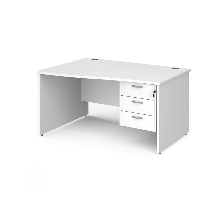 Maestro 25 panel leg left hand wave desk with 3 drawer pedestal - Office Products Online