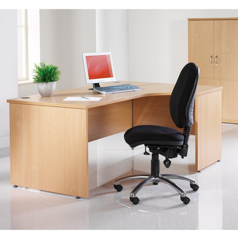 Maestro 25 panel leg left hand wave desk with 3 drawer pedestal - Office Products Online