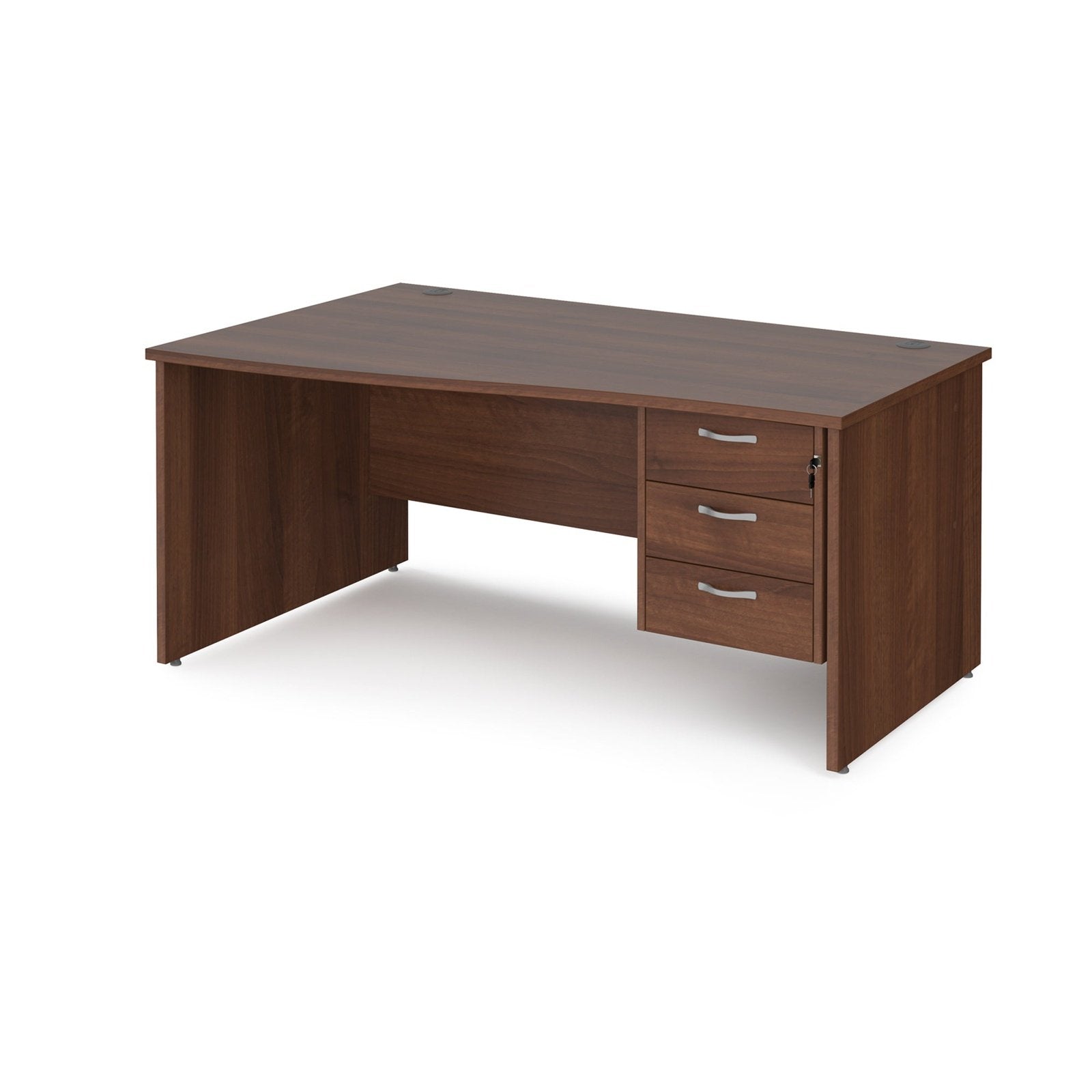 Maestro 25 panel leg left hand wave desk with 3 drawer pedestal - Office Products Online