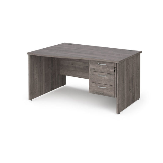 Maestro 25 panel leg left hand wave desk with 3 drawer pedestal - Office Products Online