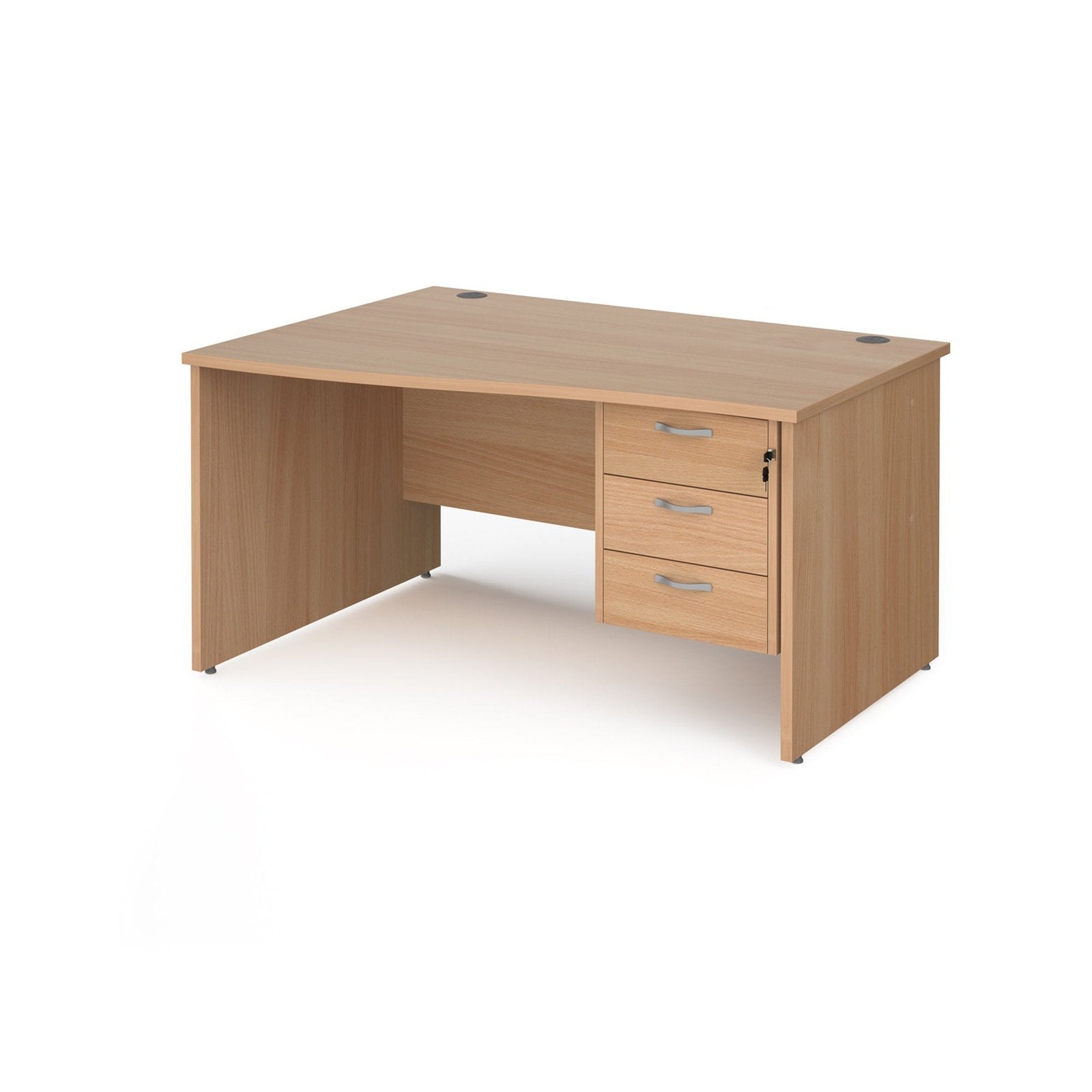 Maestro 25 panel leg left hand wave desk with 3 drawer pedestal - Office Products Online