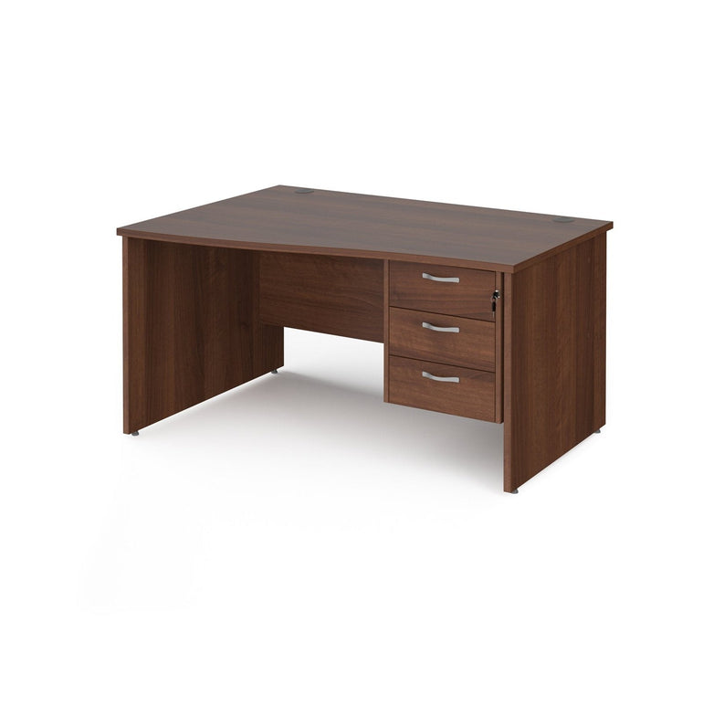 Maestro 25 panel leg left hand wave desk with 3 drawer pedestal - Office Products Online