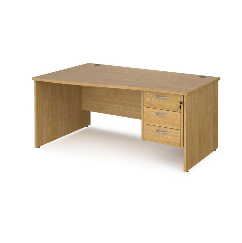 Maestro 25 panel leg left hand wave desk with 3 drawer pedestal - Office Products Online