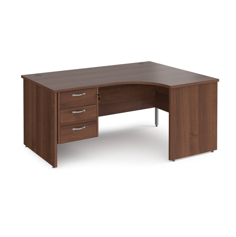 Maestro 25 panel leg right hand ergonomic desk with 3 drawer pedestal - Office Products Online