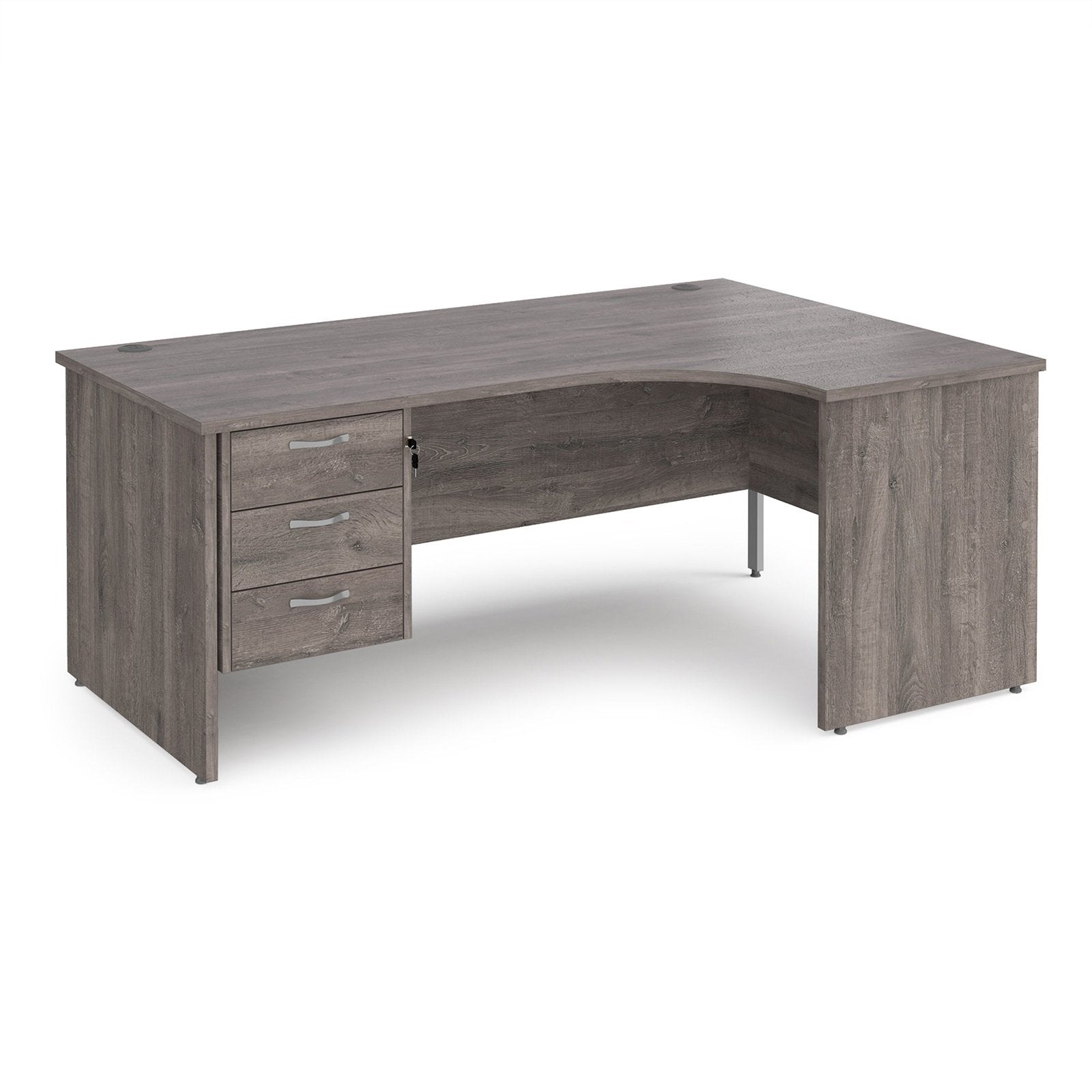 Maestro 25 panel leg right hand ergonomic desk with 3 drawer pedestal - Office Products Online