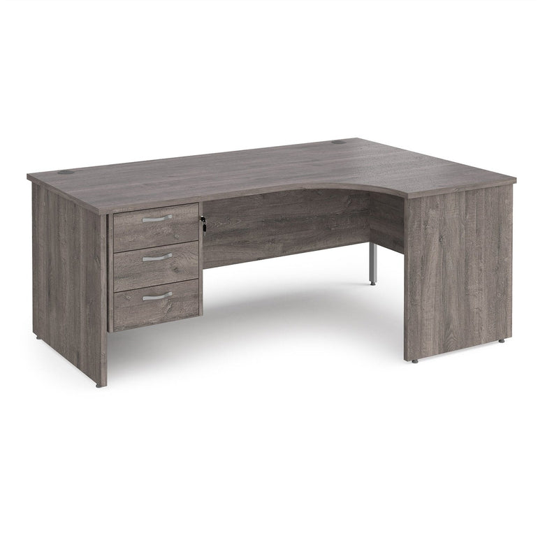 Maestro 25 panel leg right hand ergonomic desk with 3 drawer pedestal - Office Products Online