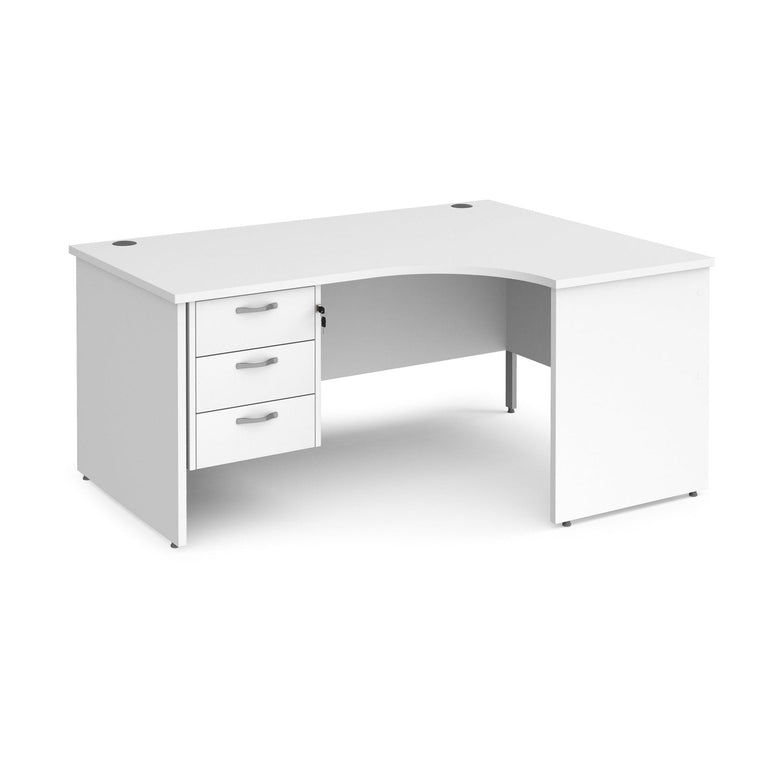 Maestro 25 panel leg right hand ergonomic desk with 3 drawer pedestal - Office Products Online
