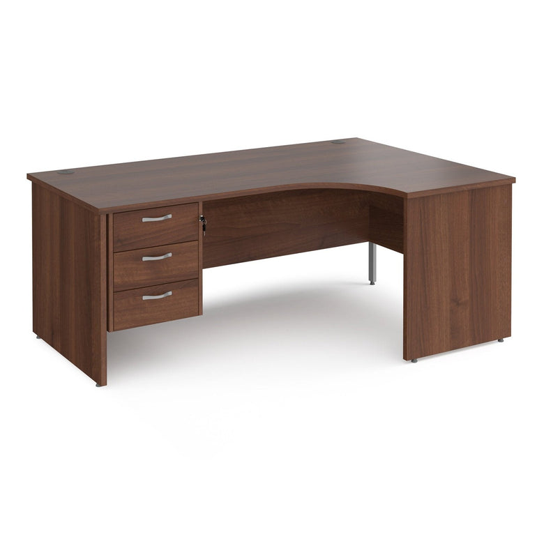 Maestro 25 panel leg right hand ergonomic desk with 3 drawer pedestal - Office Products Online