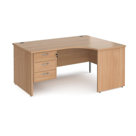 Maestro 25 panel leg right hand ergonomic desk with 3 drawer pedestal - Office Products Online