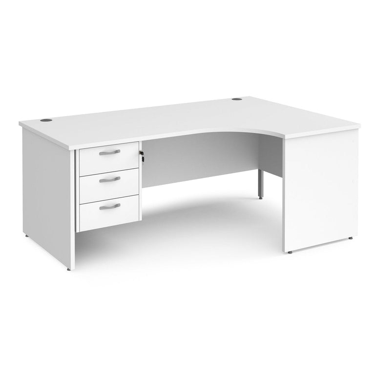 Maestro 25 panel leg right hand ergonomic desk with 3 drawer pedestal - Office Products Online