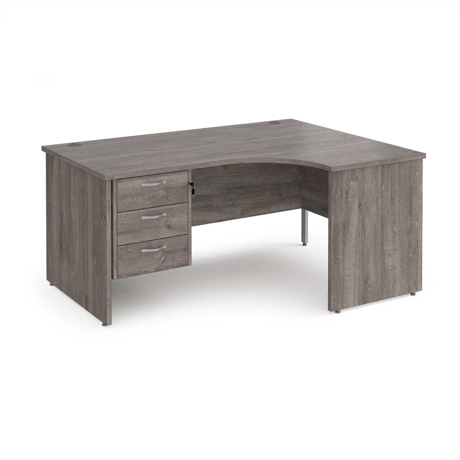 Maestro 25 panel leg right hand ergonomic desk with 3 drawer pedestal - Office Products Online