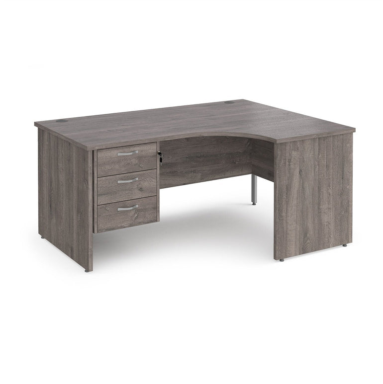 Maestro 25 panel leg right hand ergonomic desk with 3 drawer pedestal - Office Products Online
