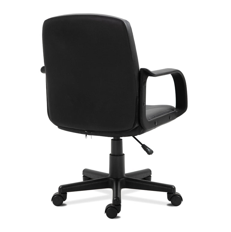 Medium Back Leather Faced Executive Armchair with Decorative Stitching Detail - Black - Office Products Online