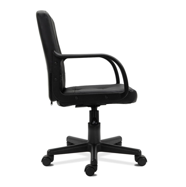 Medium Back Leather Faced Executive Armchair with Decorative Stitching Detail - Black - Office Products Online