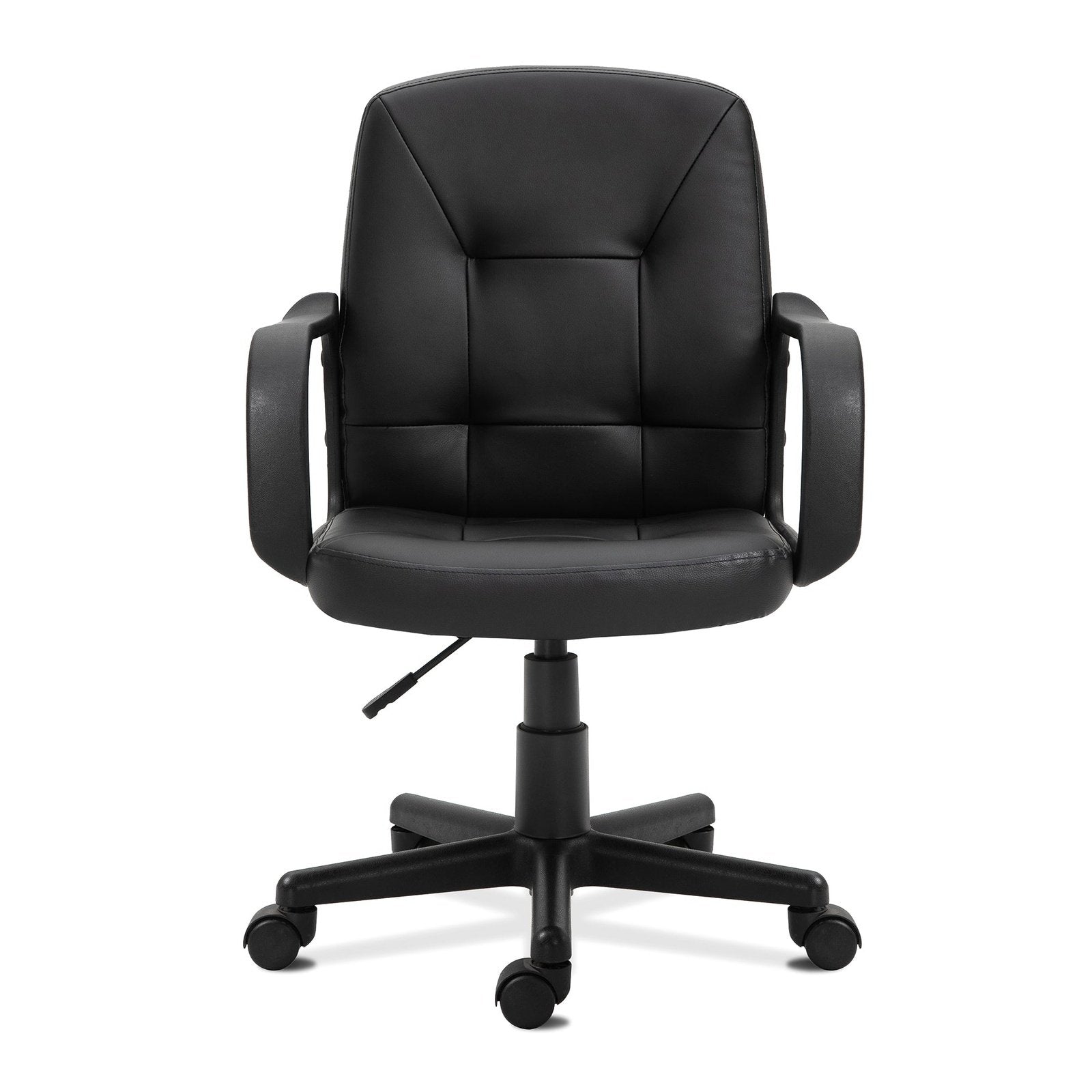 Medium Back Leather Faced Executive Armchair with Decorative Stitching Detail - Black - Office Products Online