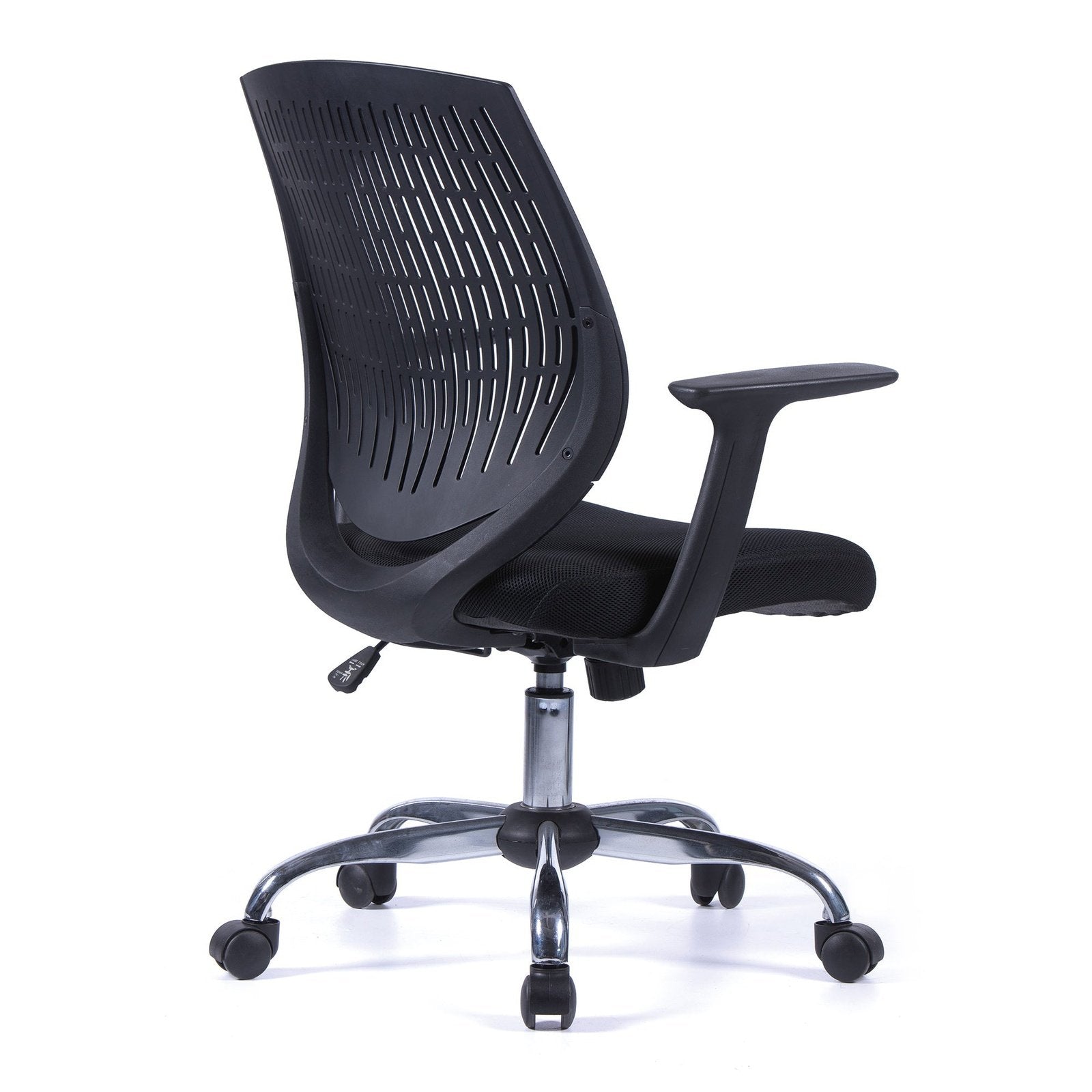 Medium Back Sturdy & Flexible Designer Armchair with Chrome Base - Black - Office Products Online