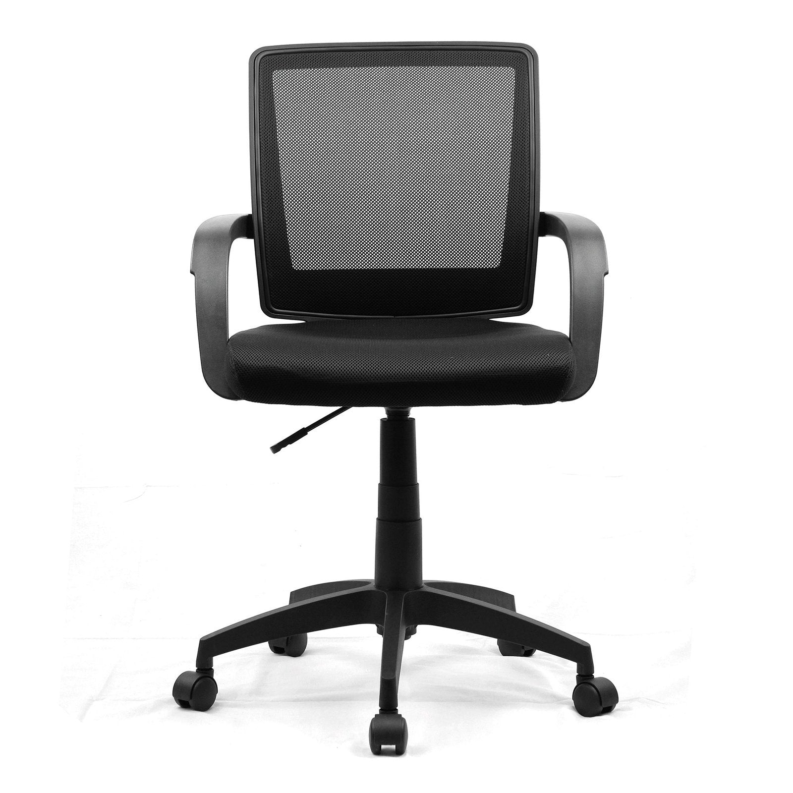 Medium Mesh Chair Contoured Back and Upholstered Fabric Seat with Waterfall Front - Black - Office Products Online