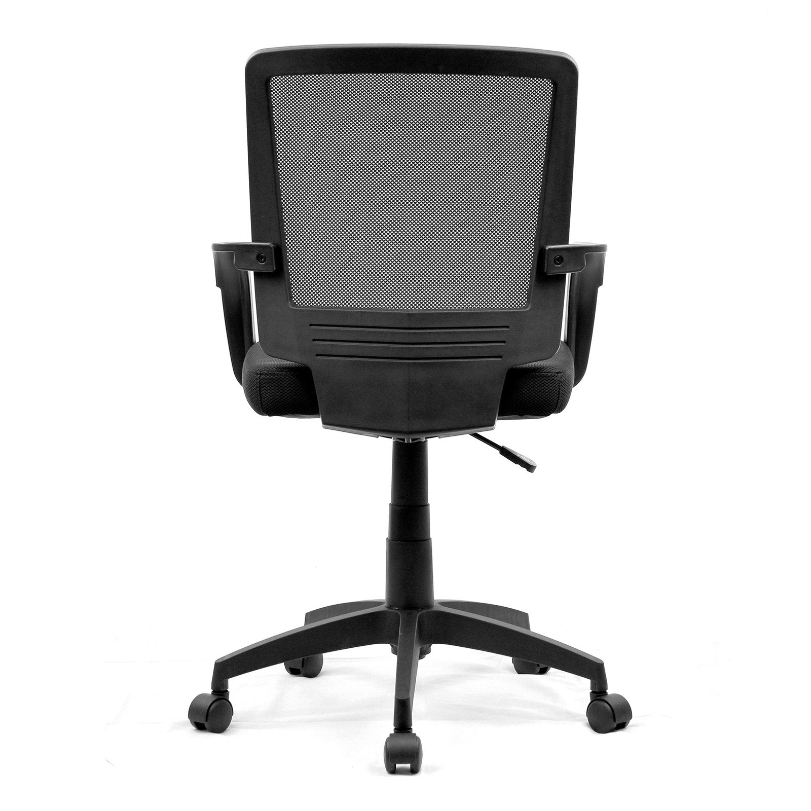 Medium Mesh Chair Contoured Back and Upholstered Fabric Seat with Waterfall Front - Black - Office Products Online