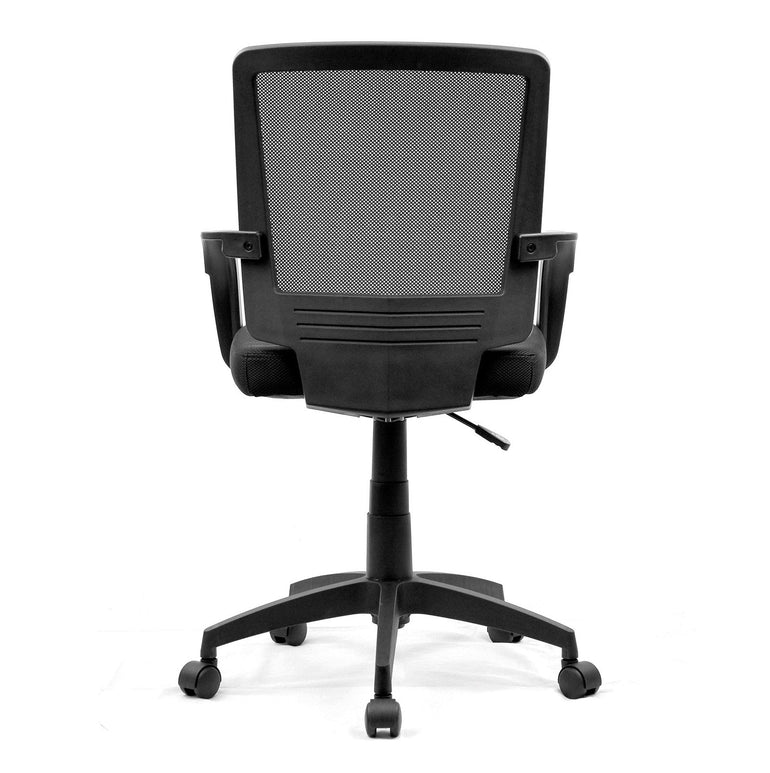 Medium Mesh Chair Contoured Back and Upholstered Fabric Seat with Waterfall Front - Black - Office Products Online