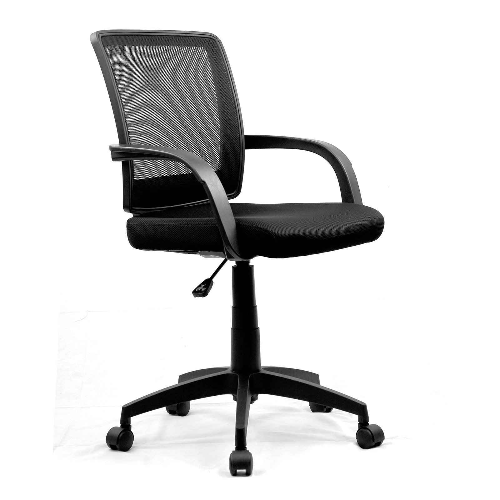 Medium Mesh Chair Contoured Back and Upholstered Fabric Seat with Waterfall Front - Black - Office Products Online