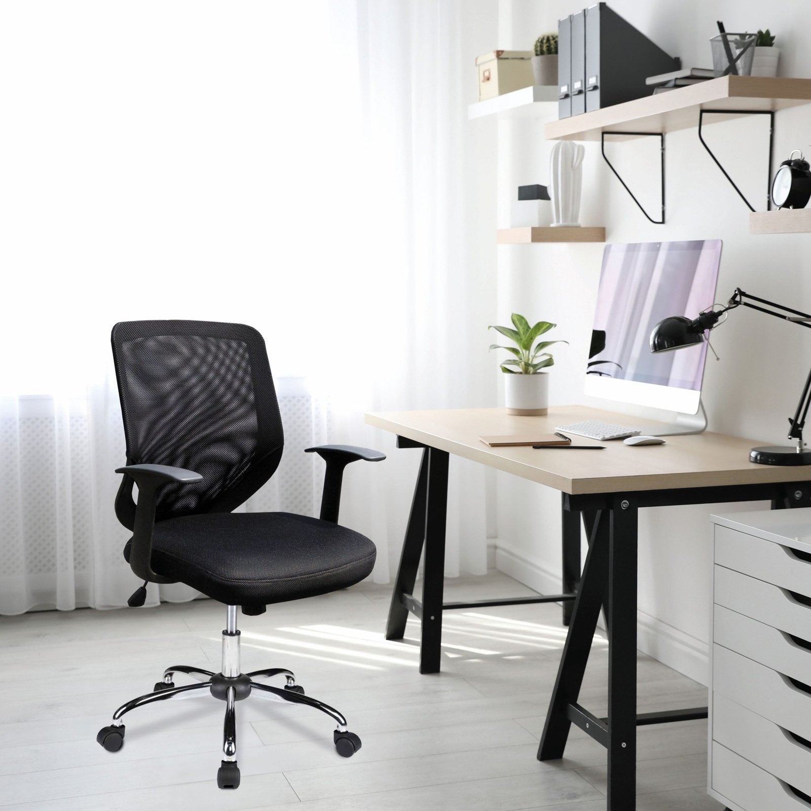 Mesh Back Task Operator Armchair with Chrome Base - Black - Office Products Online