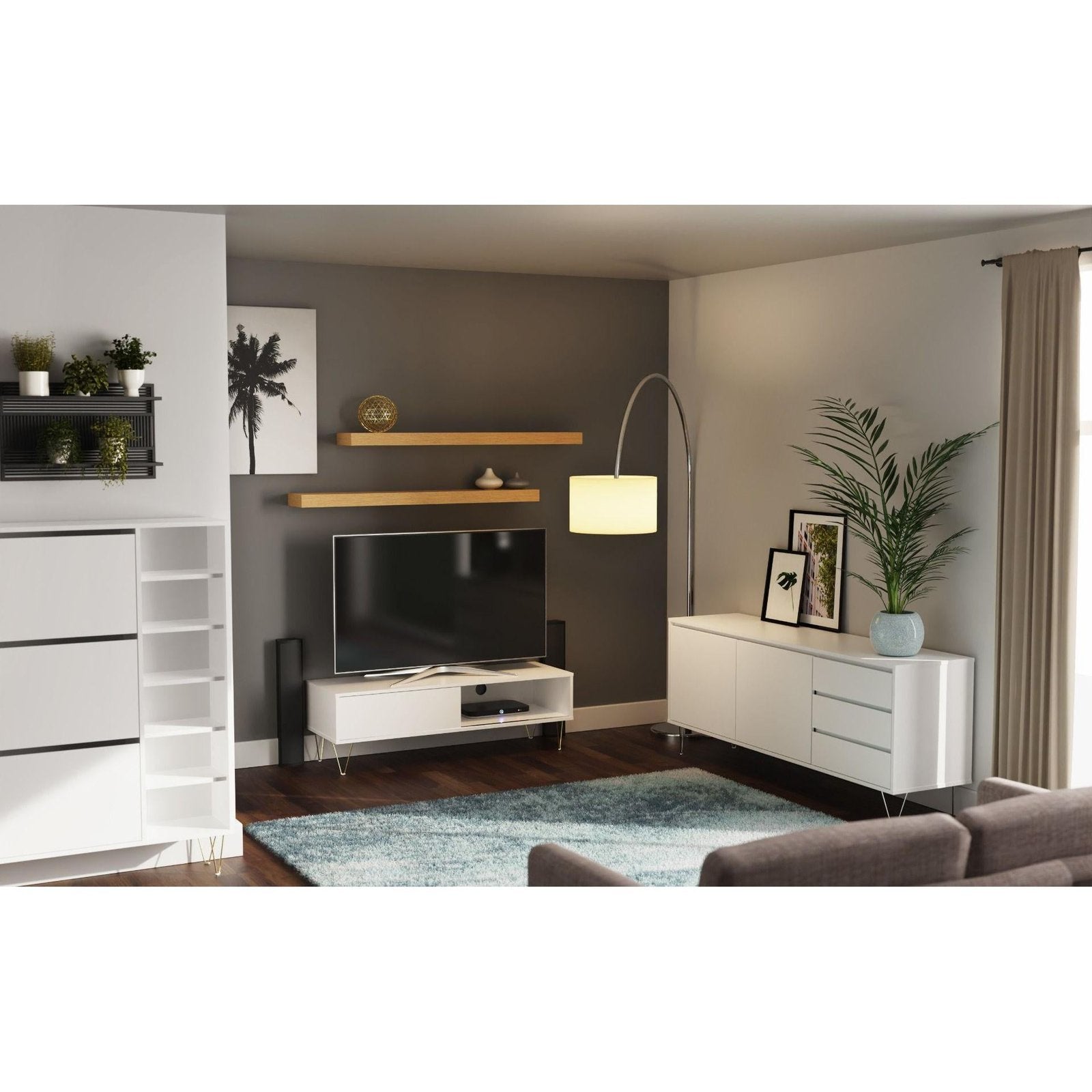 Monaco TV Cabinet Drawers White allhomely