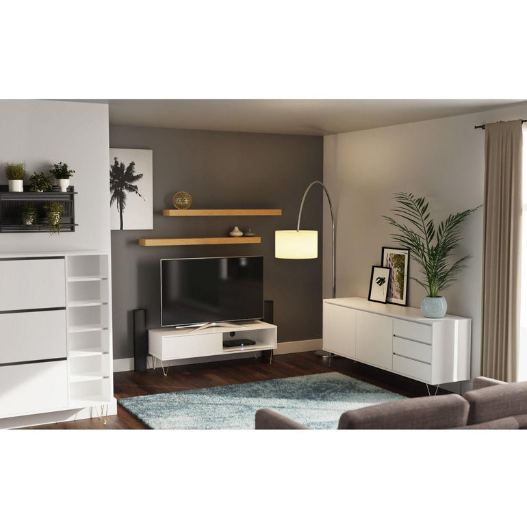 Monaco TV Cabinet Drawers White allhomely
