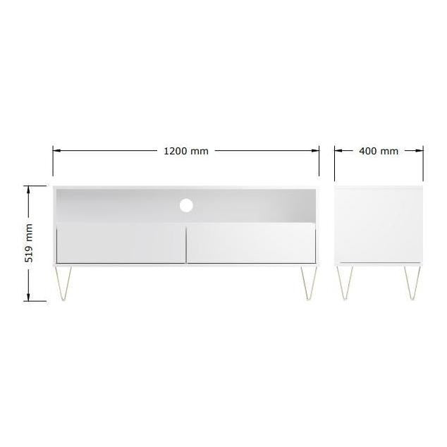 Monaco TV Cabinet Drawers White allhomely